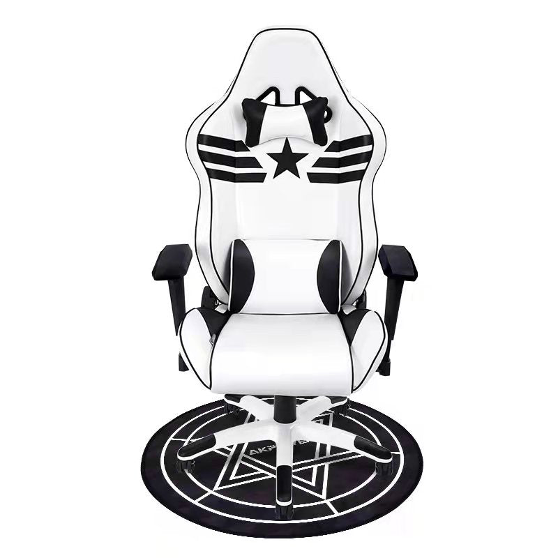 Captain America Themed Ergonomic Gaming Chair High Back PU Leather Racing Style Computer Chair with Adjustable Headrest Lumbar Pillow and 360° Swivel Base