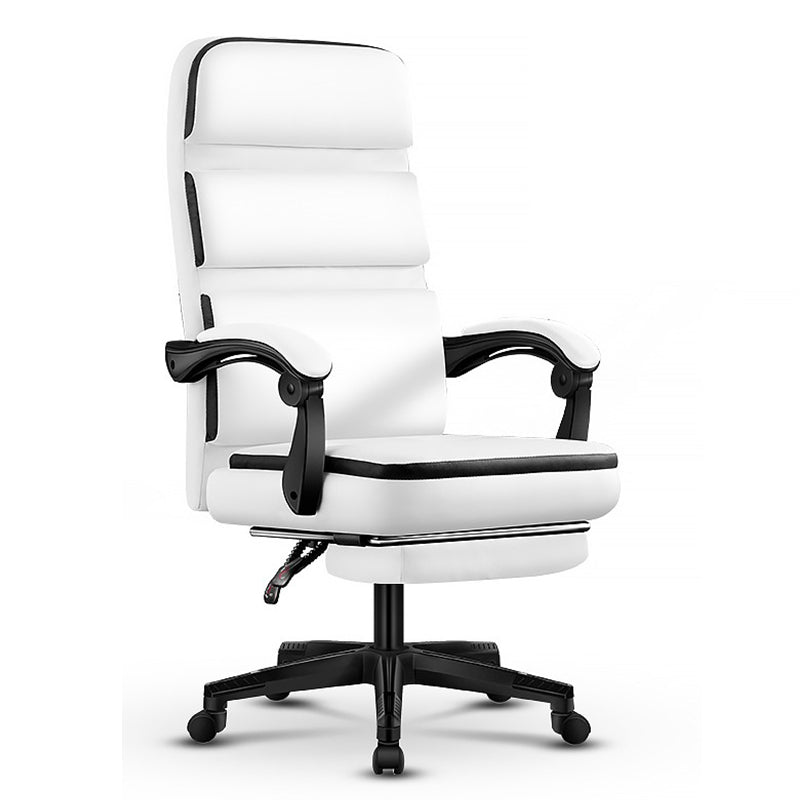 Leather High-Back Office Chair Adjustable Arms Built-in Footrest Sturdy Ergonomic Support for Work Relaxation & Comfortable Daily Lounging Sessions
