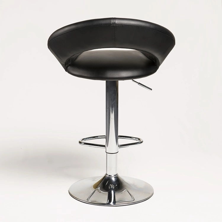 Adjustable Bar Stool Swivel Counter Height Bar Chair with Hollow Backrest PU Leather Upholstered Bar Stool with Chrome Base Footrest for Kitchen Island Pub Home Bar