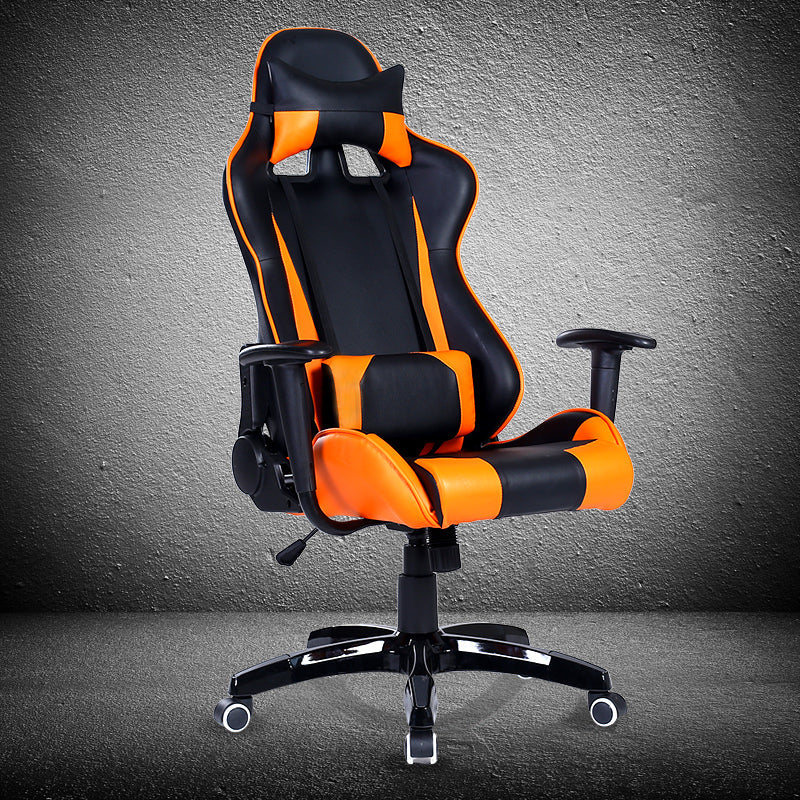 Classic Racing-Style Gaming Chair Multi-Color Ergonomic Reclining Chair with PU Leather Upholstery