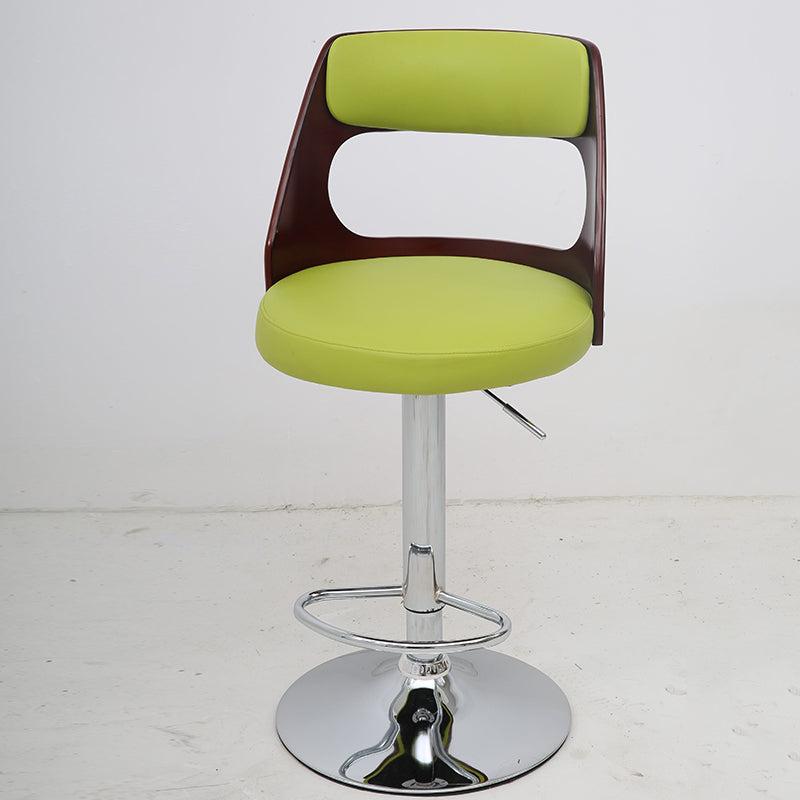 Bar Chair Bar Stool with Hollow Wood Frame PU Leather Seat Chrome Metal Base Multifunctional Height Adjustable Swivel Stool for Home Bar Kitchen Island Pub Living Room Home Decor
