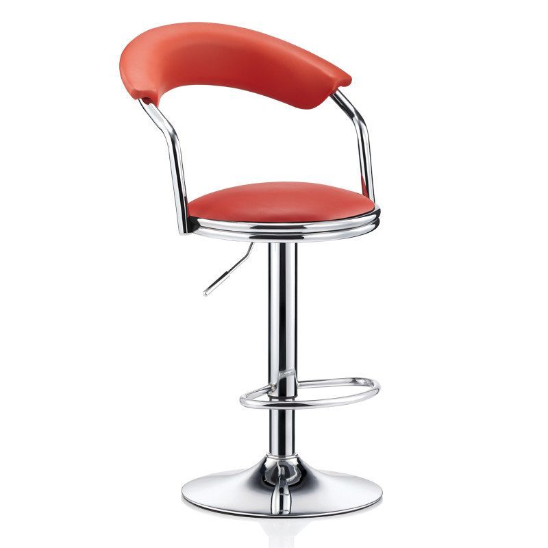 Bar Chair Adjustable Swivel Bar Stool with Curved Backrest PU Leather Upholstered Chrome Metal Legs Multifunctional Counter Height Bar Stool for Home Bar Kitchen Island Pub Living Room Home Decor