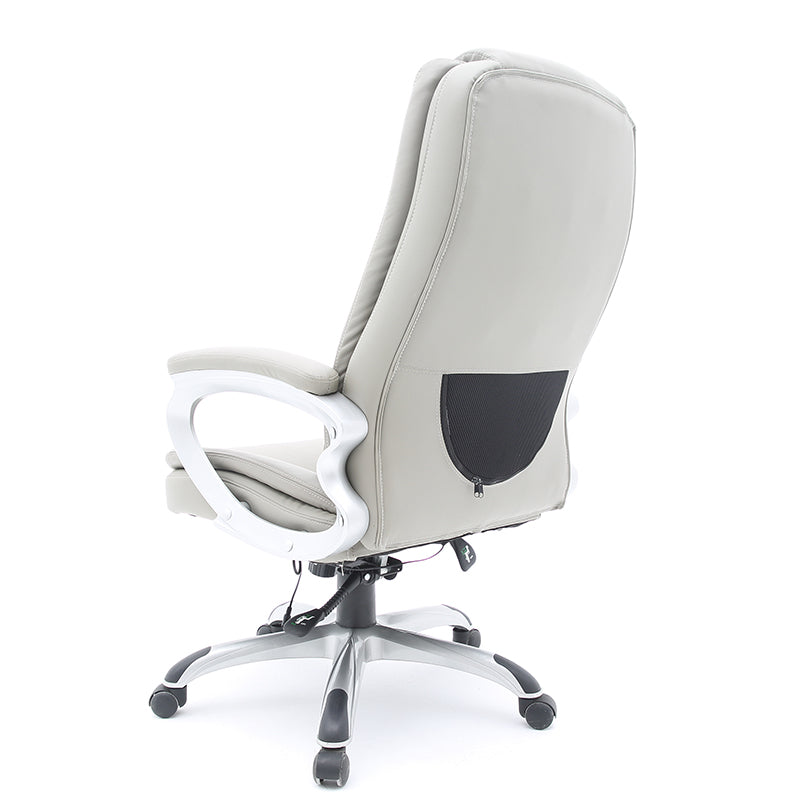 Executive Office Chair High-Back Ergonomic Desk Chair with Lumbar Pillow & Breathable Mesh, Premium PU Leather Office Chair with 360° Swivel & Height Adjustment Modern Light Gray Office Chair for Home & Corporate Spaces