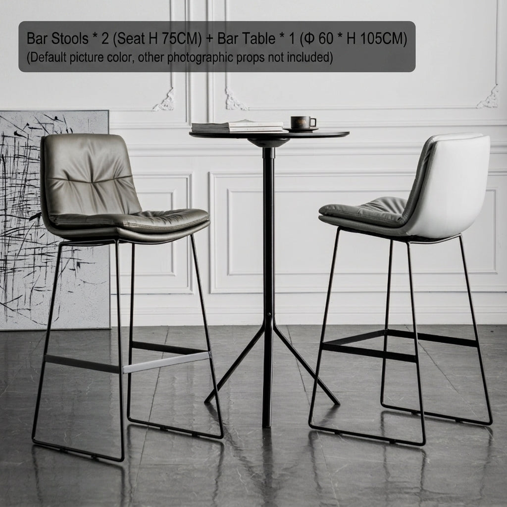 Bar Chair Modern Upholstered Bar Stool with Fabric or Leather Cushion Black Metal Sled Legs Fixed Height Counter Bar Stool for Home Bar Kitchen Island Pub Living Room Home Decor