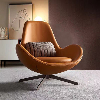 Degree Swivel Egg Armchair Leather Upholstery Curved Design & Cozy Lounge Comfort