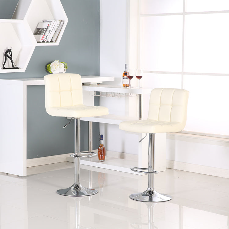 Bar Stool Adjustable Height Swivel Bar Chair with Armrests PU Leather Fabric Upholstered Counter Height Stool with Chrome Base and Footrest for Kitchen Island Pub and Home Bar