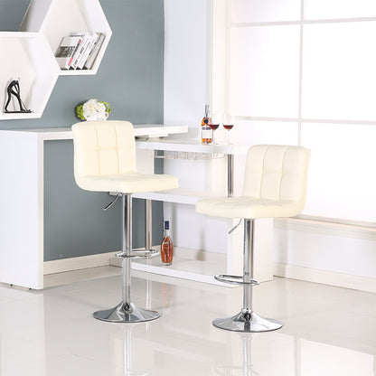 Bar Stool Adjustable Height Swivel Bar Chair with Armrests PU Leather Fabric Upholstered Counter Height Stool with Chrome Base and Footrest for Kitchen Island Pub and Home Bar