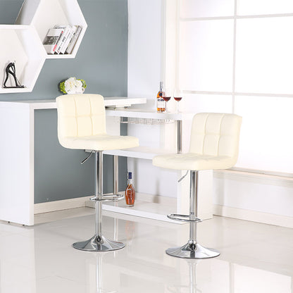 Height Adjustable Bar Stool With Stable Metal Base Integrated Footrest And Easy To Clean Upholstery For Cafe Pub And Restaurant