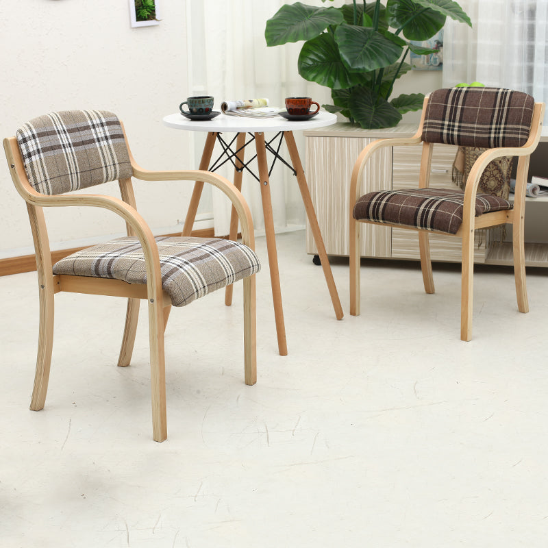 Casual Bent-Wood Armchair Fabric/Leather Upholstery Curved Frame & Everyday Comfort