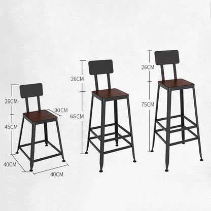 Bar Chair Bar Stool with Industrial A-Frame Legs Wood Seat Black Metal Base Stationary Stool for Home Bar Kitchen Island Pub Living Room Home Decor