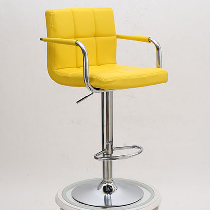 Bar Stool Adjustable Height Swivel Bar Chair with Armrests PU Leather Fabric Upholstered Counter Height Stool with Chrome Base and Footrest for Kitchen Island Pub and Home Bar