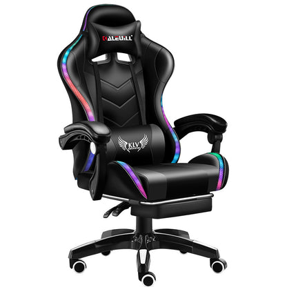 Ergonomic Gaming Chair High Back PU Leather Racing Style Computer Chair with Footrest Adjustable Headrest Lumbar Pillow 90°-135° Reclining Swivel Office Chair