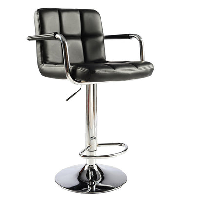 Bar Stool Adjustable Height Swivel Bar Chair with Armrests PU Leather Fabric Upholstered Counter Height Stool with Chrome Base and Footrest for Kitchen Island Pub and Home Bar