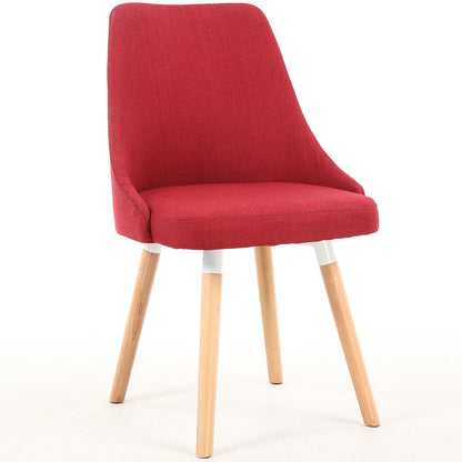 Casual Curved-Back Dining Chair Fabric Upholstery Wooden Legs & Versatile Hues