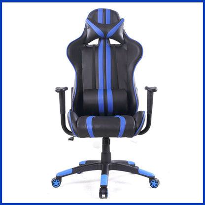 Racing-Style Gaming Chair Multi-Color Stripe Design Reclining Ergonomic Chair with PU Leather Upholstery
