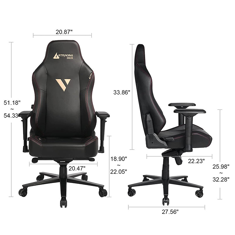 Ergonomic Gaming Chair with Adjustable Lumbar Support High Back PU Leather Racing Chair 4D Armrests Reclining Computer Chair for Gaming Office