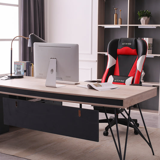 Ergonomic Gaming Chair High Back PU Leather Racing Style Computer Chair with Footrest Adjustable Headrest Lumbar Pillow 180° Reclining Swivel Office Chair
