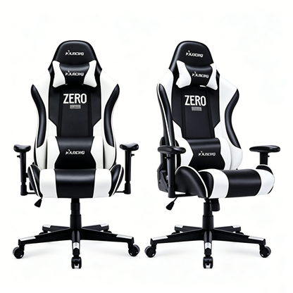 Ergonomic Gaming Chair High Back PU Leather Racing Style Computer Chair with Adjustable Headrest Lumbar Pillow 170° Reclining Swivel Office Chair for Gaming and Work