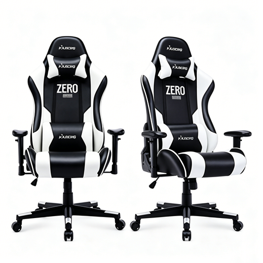Ergonomic Gaming Chair High Back PU Leather Racing Style Computer Chair with Adjustable Headrest Lumbar Pillow 170° Reclining Swivel Office Chair for Gaming and Work