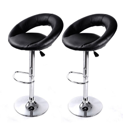 Adjustable Bar Stool Swivel Counter Height Bar Chair with Hollow Backrest PU Leather Upholstered Bar Stool with Chrome Base Footrest for Kitchen Island Pub Home Bar