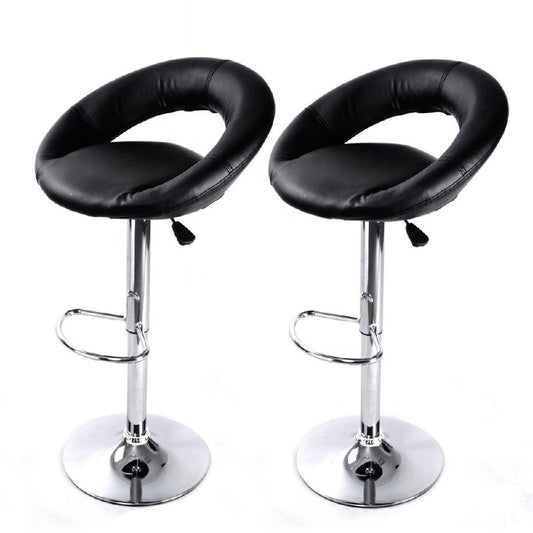 Adjustable Bar Stool Swivel Counter Height Bar Chair with Hollow Backrest PU Leather Upholstered Bar Stool with Chrome Base Footrest for Kitchen Island Pub Home Bar
