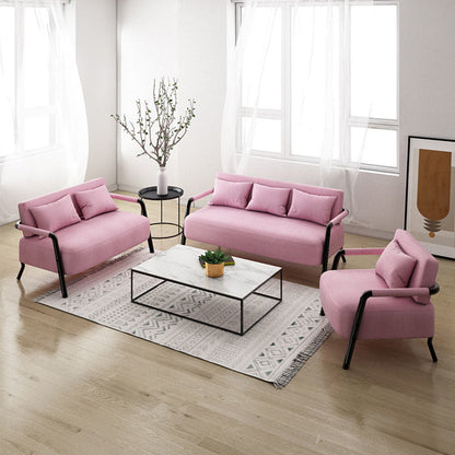 Versatile Fabric Sofa Multi-Color Options Black Wooden Armrests Modular Combination Design