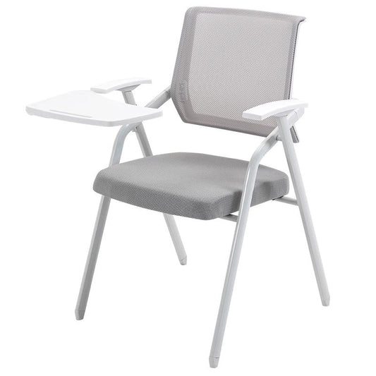 Foldable Training Room Chair with Writing Pad Mesh Back Ergonomic Conference Room Chair with Tablet Armrest and Metal Frame for Classroom Office Meeting