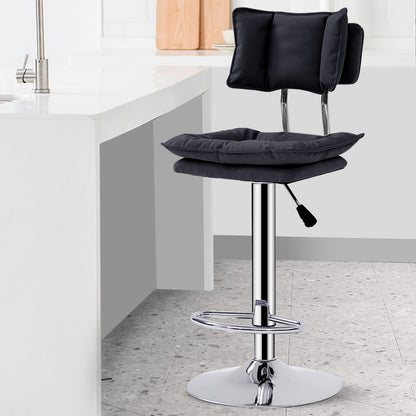 Bar Chair Adjustable Swivel Bar Stool with Double Padded Seat and Backrest PU Leather Upholstered Chrome Metal Legs Multifunctional Counter Height Bar Stool for Home Bar Kitchen Island Pub Living Room Home Decor