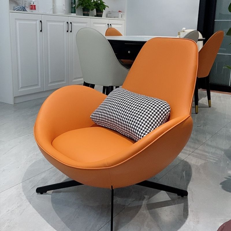 Degree Swivel Egg Armchair Leather Upholstery Curved Design & Cozy Lounge Comfort