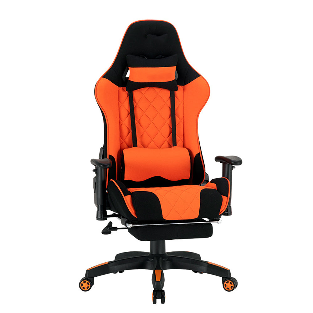 Ergonomic Gaming Chair High Back Fabric Racing Style Computer Chair with Footrest Adjustable Headrest Lumbar Pillow 180° Reclining Swivel Office Chair