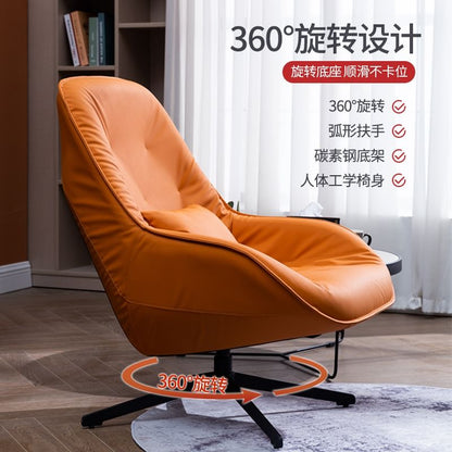 Swivel Leather Armchair Tufted Design Ergonomic Shape & Optional Ottoman for Modern Lounges