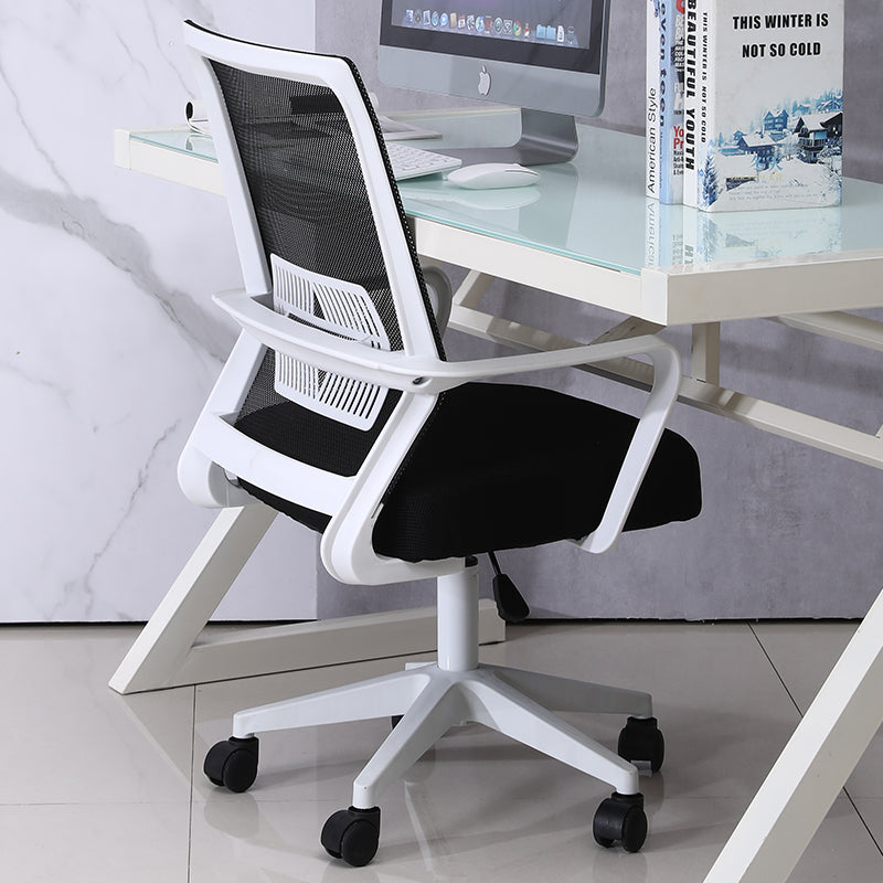 Mid-Back Mesh Office Chair Ergonomic Desk Chair with Breathable Mesh & Padded Seat, 360° Swivel & Height Adjustment Black & White Chair for Home Office & Study Spaces