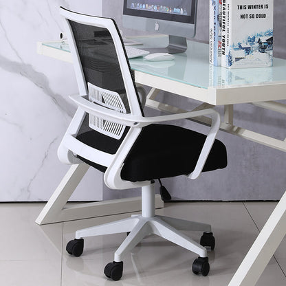 Mid-Back Mesh Office Chair Ergonomic Desk Chair with Breathable Mesh & Padded Seat, 360° Swivel & Height Adjustment Black & White Chair for Home Office & Study Spaces