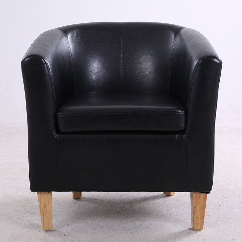 Vibrant Red Leather Tub Armchair Sleek Curved Design Sturdy Wooden Legs Single Seater for Living Rooms & Cozy Reading Nooks