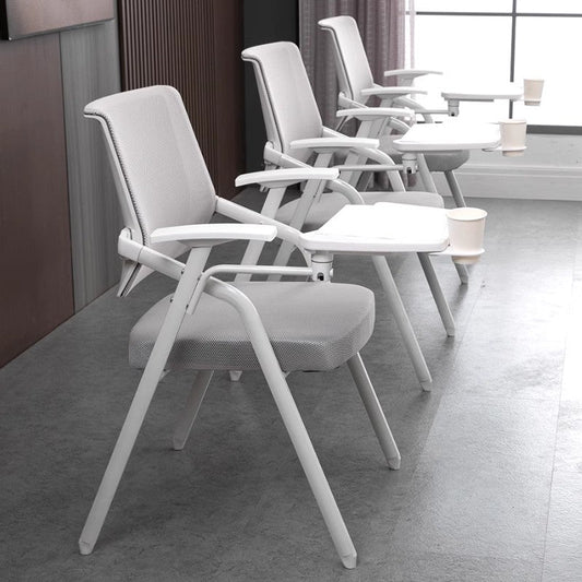 Foldable Training Room Chair with Writing Pad Mesh Back Ergonomic Conference Room Chair with Tablet Armrest and Metal Frame for Classroom Office Meeting