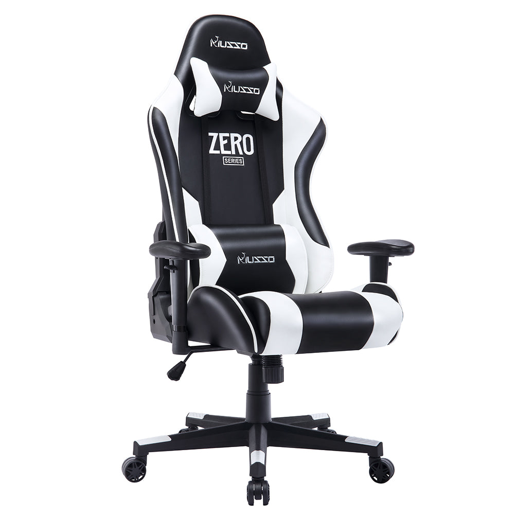 Ergonomic Gaming Chair High Back PU Leather Racing Style Computer Chair with Adjustable Headrest Lumbar Pillow 170° Reclining Swivel Office Chair for Gaming and Work