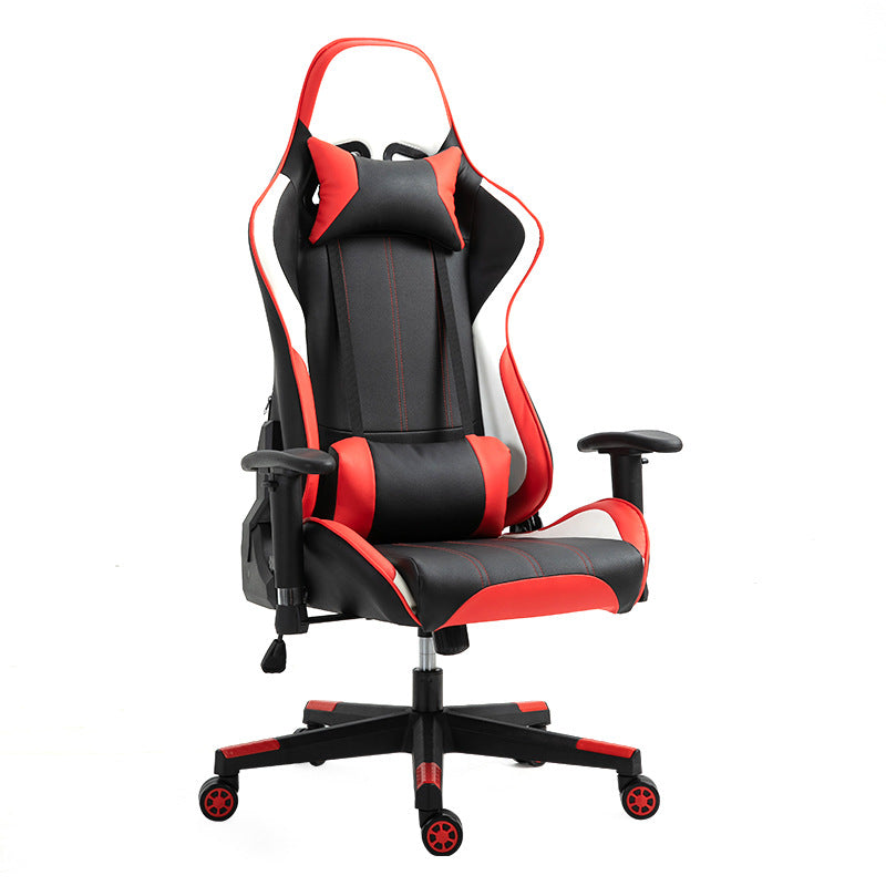 Red/Black Racing Style Ergonomic Gaming Chair with Adjustable Lumbar and Headrest Pillows