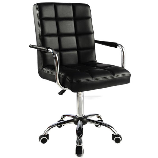 Bar Chair Bar Stool with Grid Quilted Cushion PU Leather Upholstered Chrome Metal Armrests and Casters Multifunctional Adjustable Height Swivel Stool for Home Bar Kitchen Island Pub Living Room Home Decor