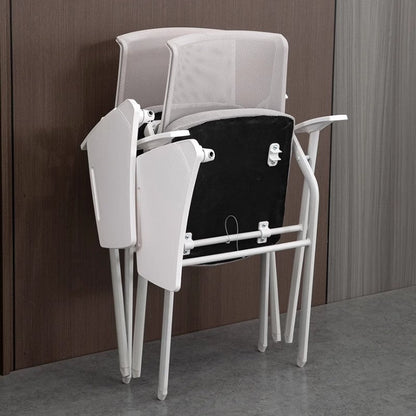 Foldable Training Room Chair with Writing Pad Mesh Back Ergonomic Conference Room Chair with Tablet Armrest and Metal Frame for Classroom Office Meeting