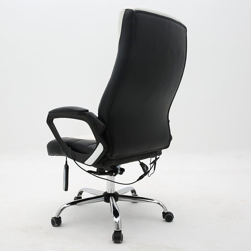 Executive Office Chair High-Back Ergonomic Desk Chair with Remote Control Premium PU Leather Office Chair with 360° Swivel & Height Adjustment Modern Two-Tone Office Chair for Home & Corporate Spaces