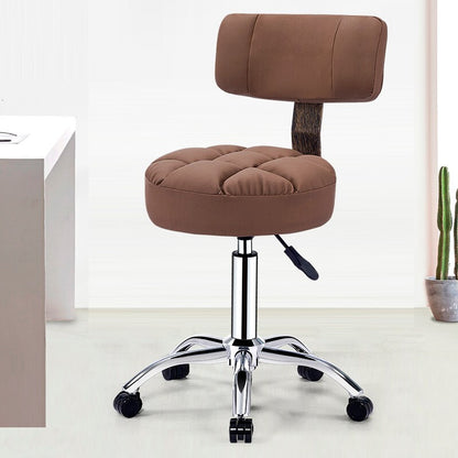 Bar Chair Adjustable Swivel Bar Stool with Backrest Fabric Upholstered Tufted Round Seat Chrome Metal Legs Multifunctional Rolling Bar Stool for Home Bar Kitchen Island Pub Living Room Home Decor
