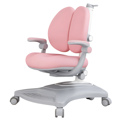 Adjustable Kids Study Chair Ergonomic Children Desk Chair with Double Backrest Footrest and Caster Wheels for Boys Girls Teens Home School Use
