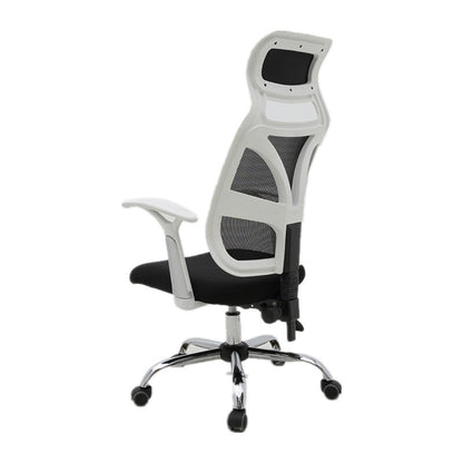 High-Back Ergonomic Mesh Office Chair Adjustable Headrest Desk Chair with Breathable Mesh 360° Swivel & Height Adjustment  Black & White Office Chair for Home & Gaming