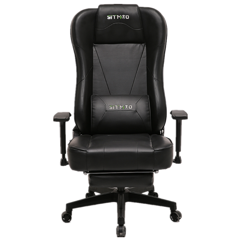 Ergonomic Gaming Chair High Back PU Leather Racing Style Computer Chair with Footrest Adjustable Headrest Lumbar Pillow 180° Reclining Swivel Office Chair