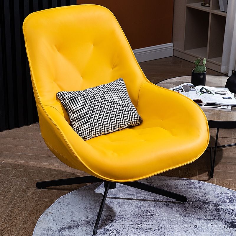 Swivel Leather Armchair Tufted Design Ergonomic Shape & Optional Ottoman for Modern Lounges