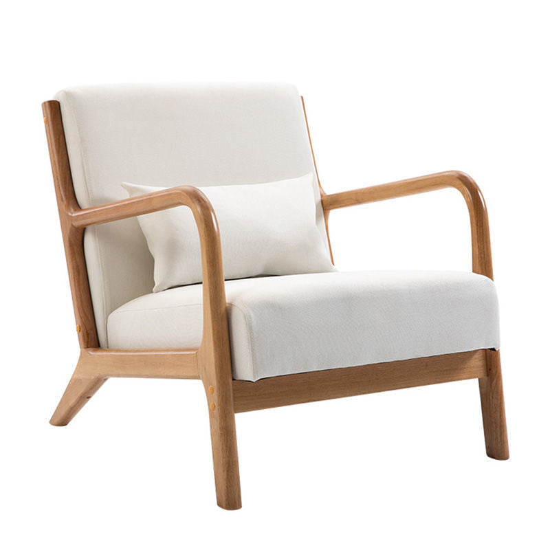 Nordic-Japanese Leisure Chair Light Wood Frame Fabric Cushions with Sofa & Ottoman Options