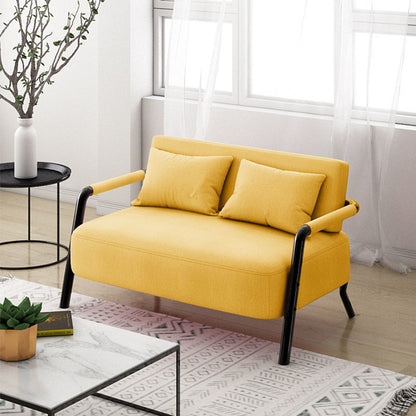 Versatile Fabric Sofa Multi-Color Options Black Wooden Armrests Modular Combination Design