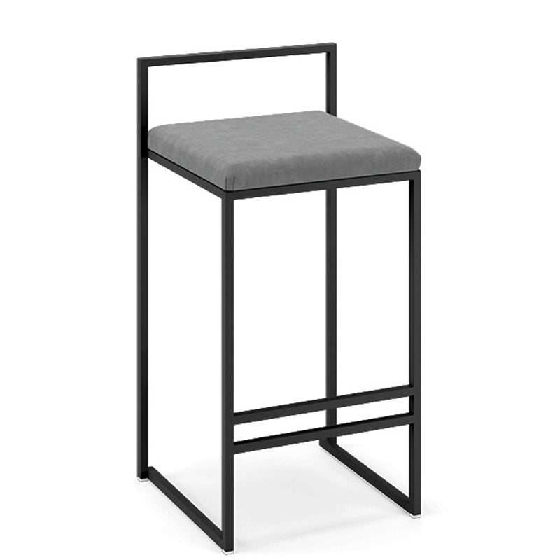 Bar Chair Bar Stool with Minimalist Square Frame Velvet Cushion Black Metal Base Stationary Stool for Home Bar Kitchen Island Pub Living Room Home Decor