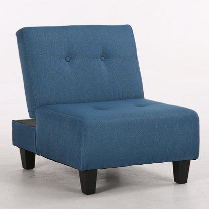 Blue Fabric Convertible Chair with Storage Modern Single Seat for Living Room