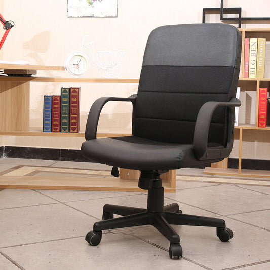 Mid-Back Hybrid Office Chair Ergonomic Desk Chair with PU Leather & Mesh Upholstery 360° Swivel & Height Adjustment Black Office Chair for Home & Corporate Spaces